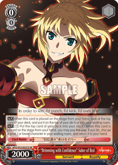 "Brimming with Confidence" Saber of Red (Holo) (APO/S53-E027S) — Fate/Apocrypha