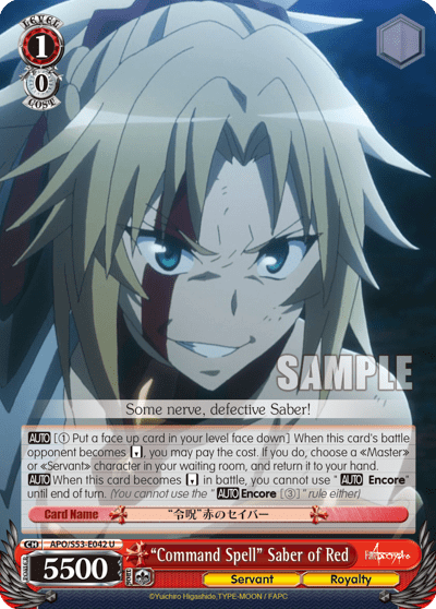 "Command Spell" Saber of Red (APO/S53-E042) — Fate/Apocrypha