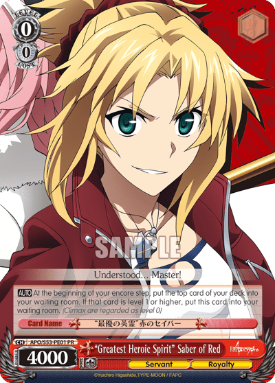 "Greatest Heroic Spirit" Saber of Red (APO/S53-PE01) — Fate/Apocrypha