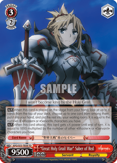 "Great Holy Grail War" Saber of Red (APO/S53-TE08) — [TD] Fate/Apocrypha