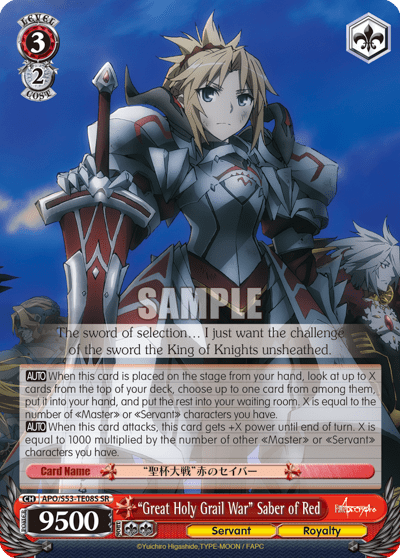 "Great Holy Grail War" Saber of Red (Holo) (APO/S53-TE08S) — [TD] Fate/Apocrypha