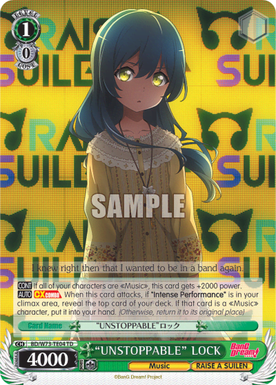 "UNSTOPPABLE" LOCK (BD/W73-TE04) — [TD] BanG Dream! [RAISE A SUILEN]