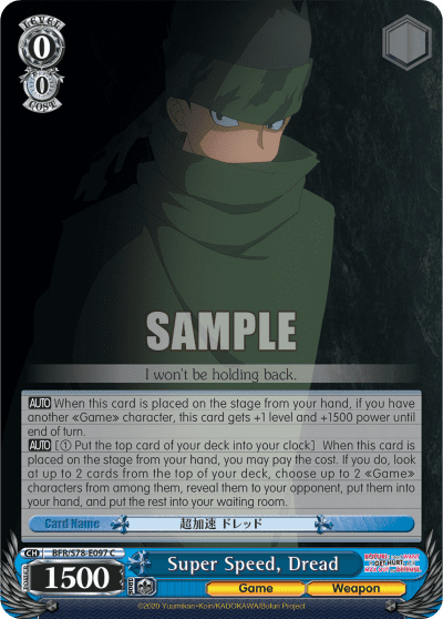 Super Speed, Dread (BFR/S78-E097) — BOFURI: I Don’t Want to Get Hurt, so I’ll Max Out My Defense.