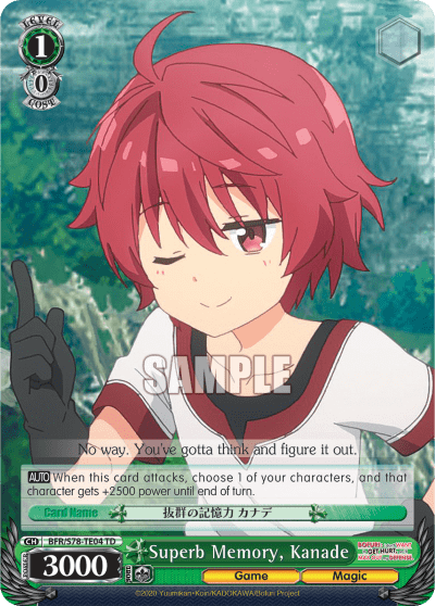 Superb Memory, Kanade (BFR/S78-TE04) — [TD] BOFURI: I Don’t Want to Get Hurt, so I’ll Max Out My Defense.