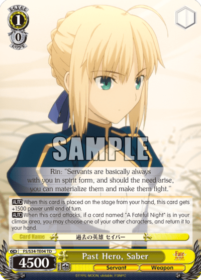 Past Hero, Saber (FS/S34-TE04) — [TD] Fate/stay night [Unlimited Blade Works]