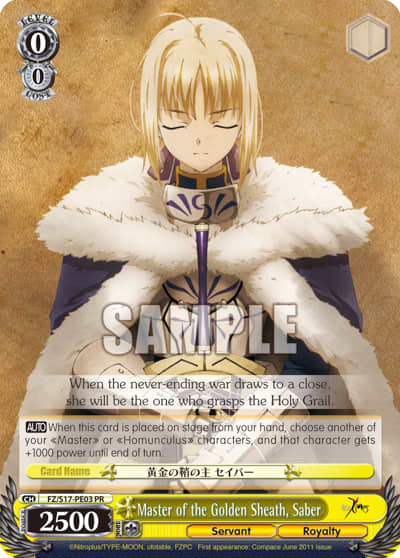 Master of the Golden Sheath, Saber (FZ/S17-PE03) — PR Card 【Schwarz Side】
