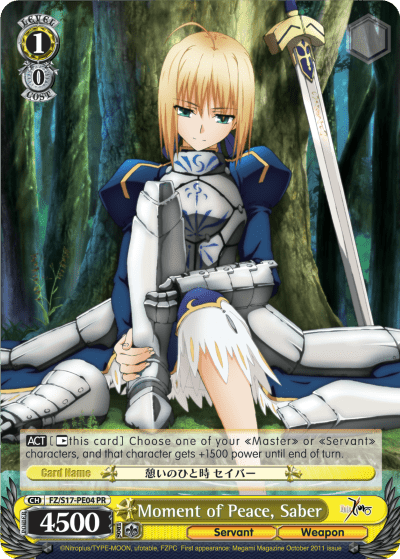 Moment of Peace, Saber (FZ/S17-PE04) — PR Card 【Schwarz Side】