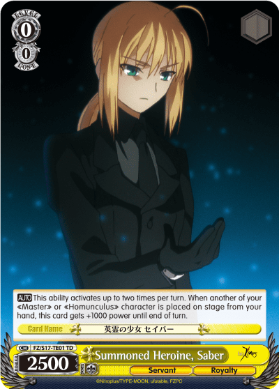 Summoned Heroine, Saber (FZ/S17-TE01) — [TD] Fate/Zero