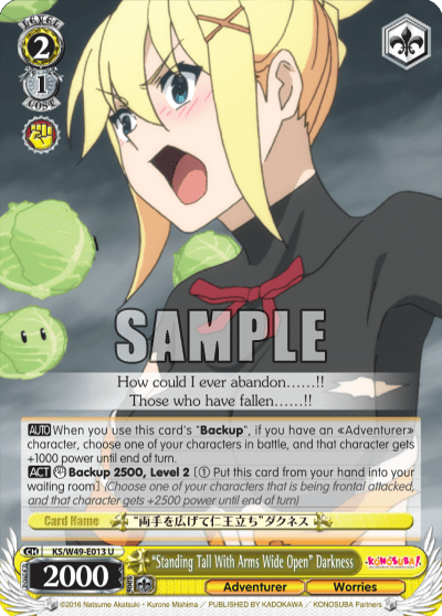 “Standing Tall With Arms Wide Open” Darkness (KS/W49-E013) — KONOSUBA -God’s blessing on this wonderful world!