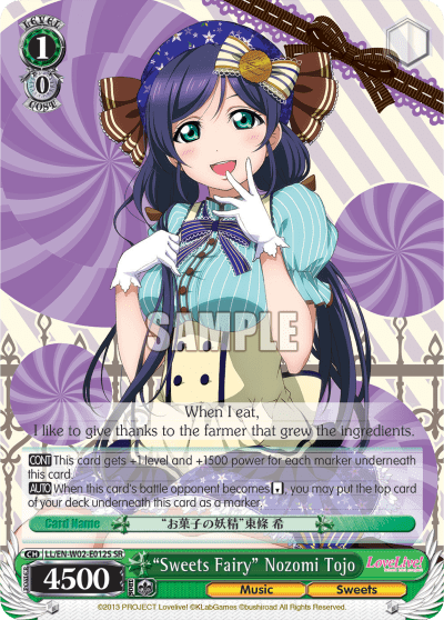 “Sweets Fairy” Nozomi Tojo (Holo) (LL/EN-W02-E012S) — Love Live! DX Vol.2