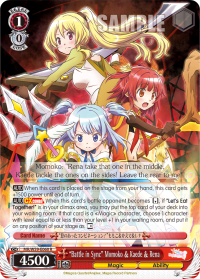 "Battle in Sync" Momoko & Kaede & Rena (MR/W59-E060) — Magia Record: Puella Magi Madoka Magica Side Story