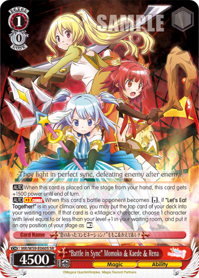 "Battle in Sync" Momoko & Kaede & Rena (Holo) (MR/W59-E060S) — Magia Record: Puella Magi Madoka Magica Side Story