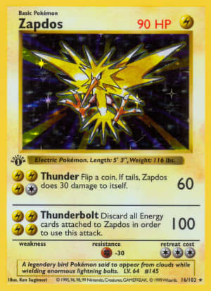 Zapdos (First Edition Shadowless Holofoil)