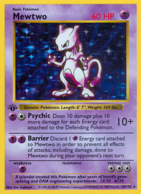 Mewtwo (First Edition Shadowless Holofoil) (10) — Base