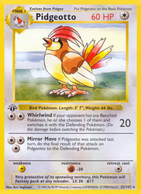 Pidgeotto (First Edition Shadowless) (22) — Base