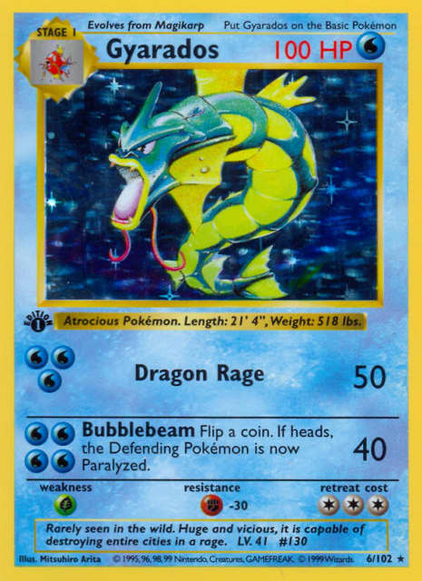 Gyarados (Unlimited Shadowless Holofoil) (6) — Base