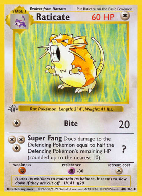 Raticate (Unlimited Shadowless) (40) — Base