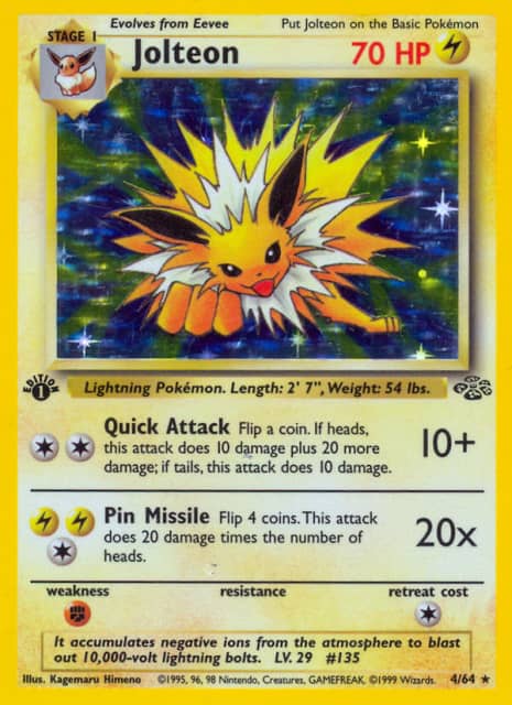 Jolteon (First Edition Holofoil) (4) — Jungle