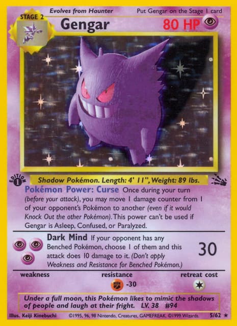 Gengar (First Edition Holofoil) (5) — Fossil