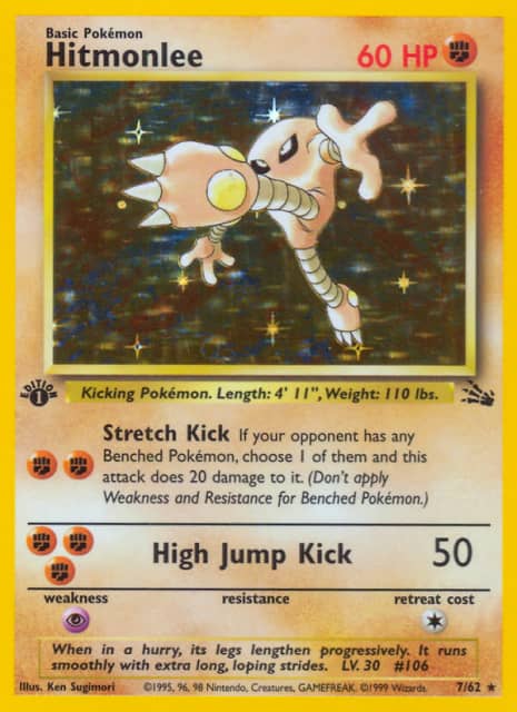 Hitmonlee (Unlimited Holofoil) (7) — Fossil