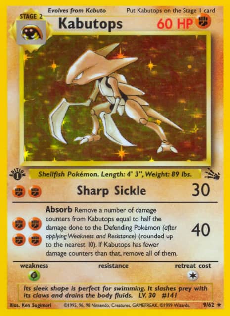 Kabutops (Unlimited Holofoil) (9) — Fossil