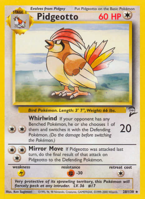 Pidgeotto (28) — Base Set 2