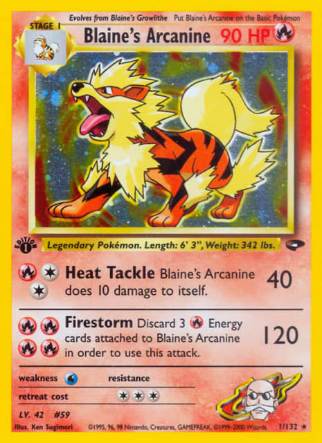 Blaine's Arcanine (First Edition Holofoil) (1) — Gym Challenge