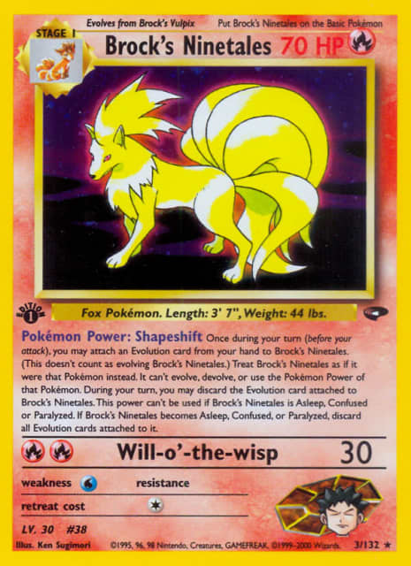 Brock's Ninetales (Unlimited Holofoil) (3) — Gym Challenge