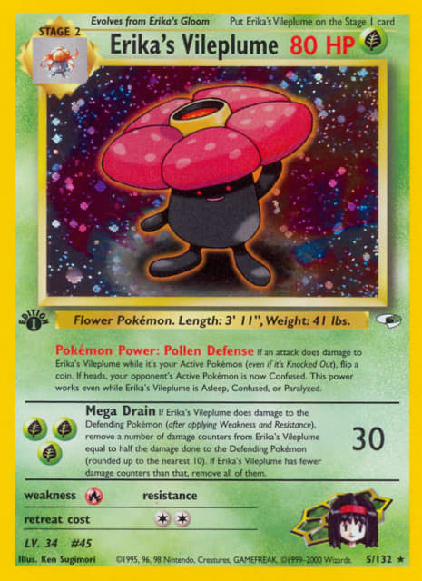 Erika's Vileplume (First Edition Holofoil) (5) — Gym Heroes