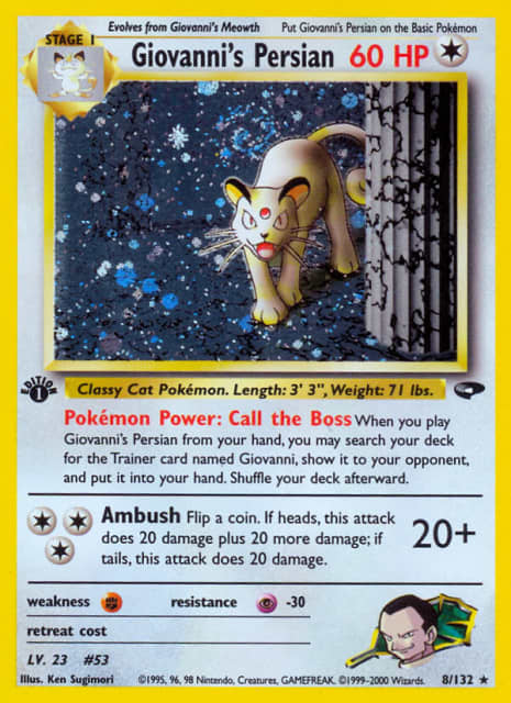 Giovanni's Persian (First Edition Holofoil) (8) — Gym Challenge