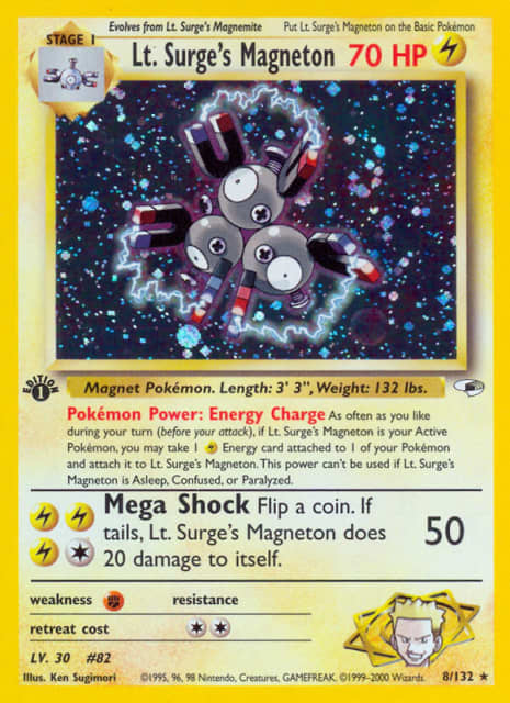 Lt. Surge's Magneton (Unlimited Holofoil) (8) — Gym Heroes