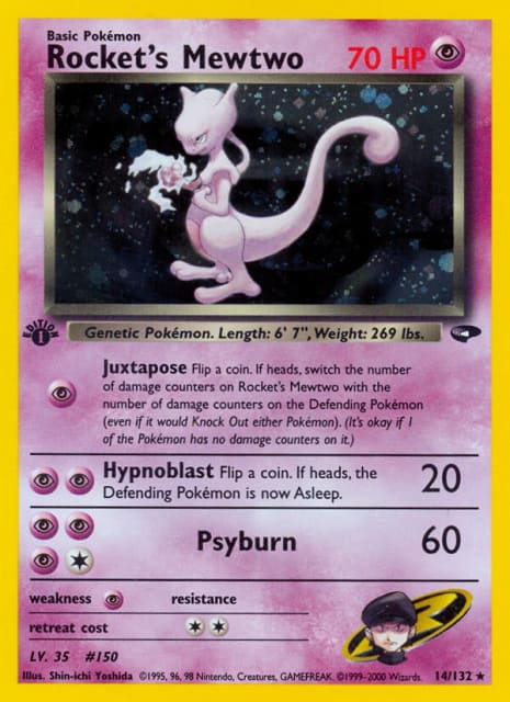 Rocket's Mewtwo (Unlimited Holofoil) (14) — Gym Challenge