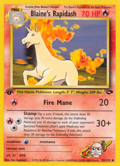 Blaine's Rapidash (Unlimited) (33) — Gym Challenge