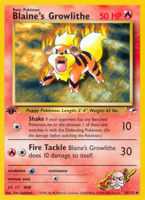 Blaine's Growlithe (Unlimited) (35) — Gym Heroes