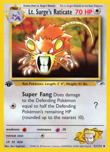 Lt. Surge's Raticate (Unlimited) (51) — Gym Heroes
