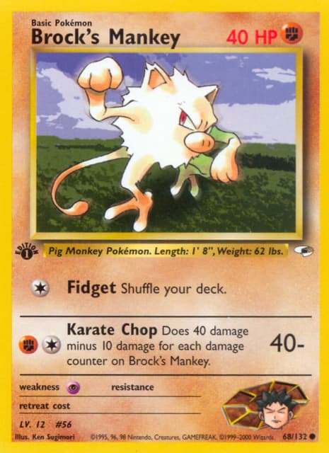 Brock's Mankey (First Edition) (68) — Gym Heroes