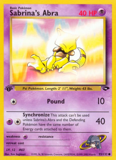 Sabrina's Abra (First Edition) (93) — Gym Challenge