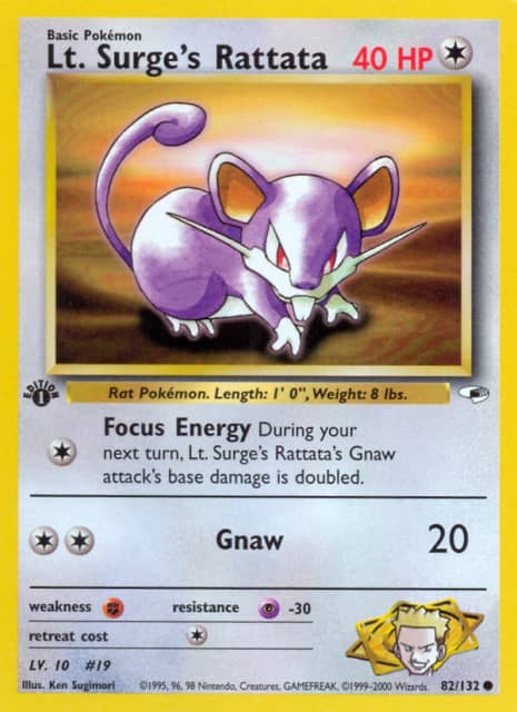 Lt. Surge's Rattata (First Edition) (82) — Gym Heroes