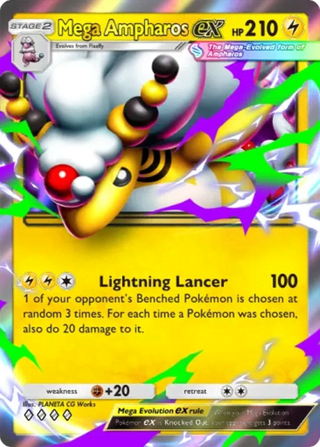 Mega Ampharos ex (85) — Mega Rising