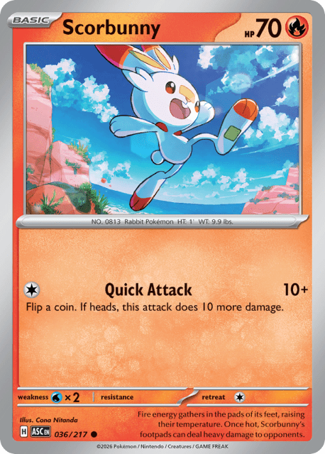 Scorbunny (Friend Ball Reverse Holofoil) (36) — Ascended Heroes