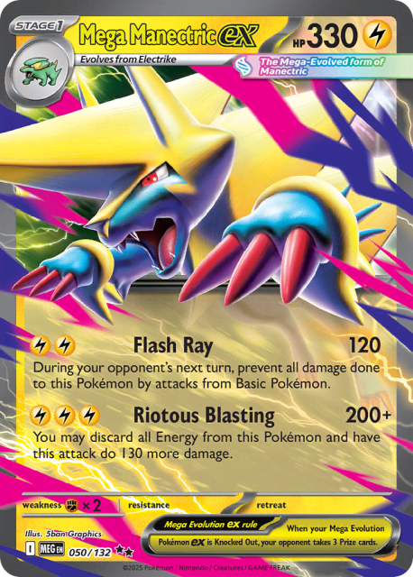 Mega Manectric ex (Play Pokemon Stamp Holofoil) (50) — Mega Evolution