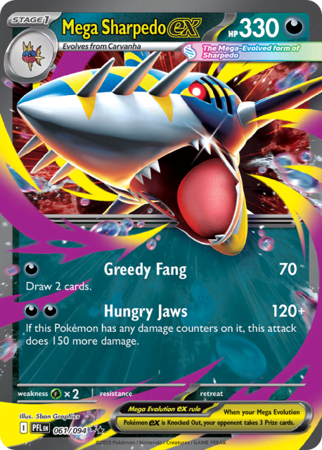 Mega Sharpedo ex (Holofoil) (61) — Phantasmal Flames
