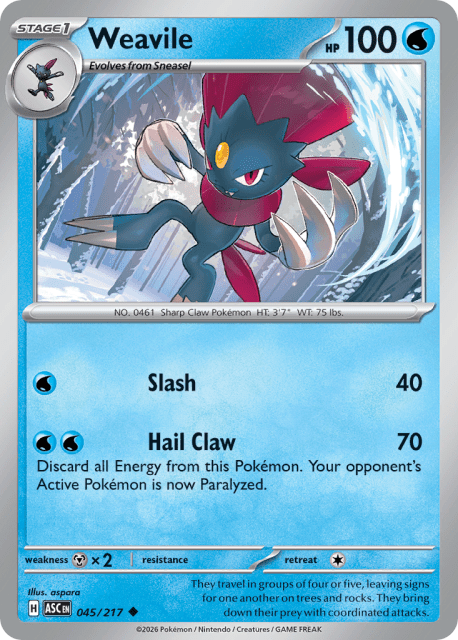 Weavile (45) — Ascended Heroes