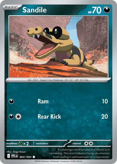 Sandile (Reverse Holofoil) (64) — Phantasmal Flames