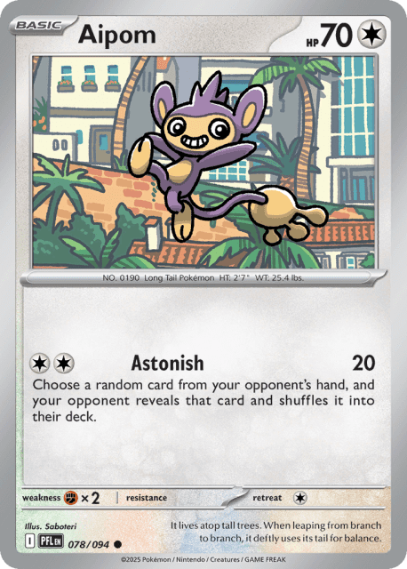 Aipom (Reverse Holofoil) (78) — Phantasmal Flames