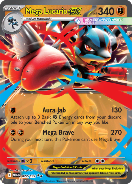 Mega Lucario ex (Holofoil) (77) — Mega Evolution