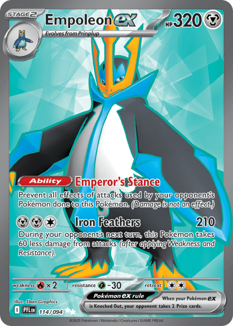 Empoleon ex (Holofoil) (114) — Phantasmal Flames