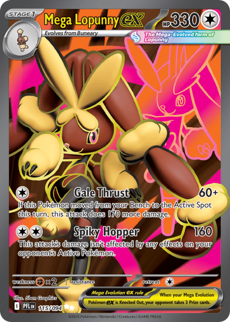 Mega Lopunny ex (Holofoil) (115) — Phantasmal Flames