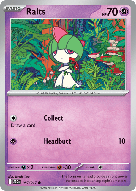 Ralts (Love Ball Reverse Holofoil) (87) — Ascended Heroes