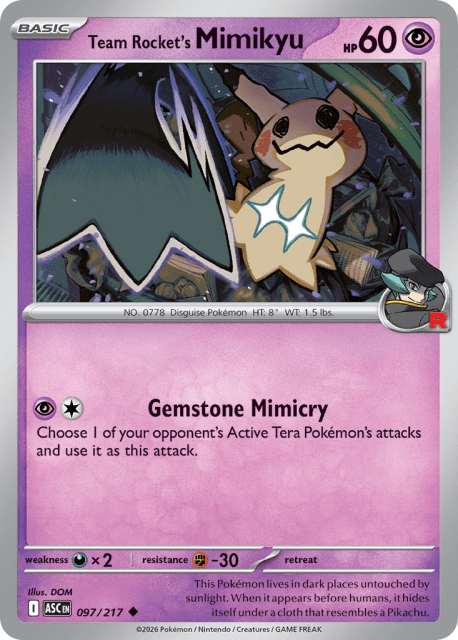 Team Rocket's Mimikyu (Rocket Reverse Holofoil) (97) — Ascended Heroes